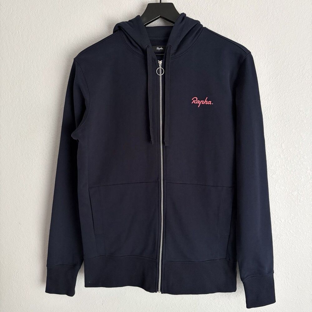 Rapha Mens Logo Zip Hoodie Size Small Navy